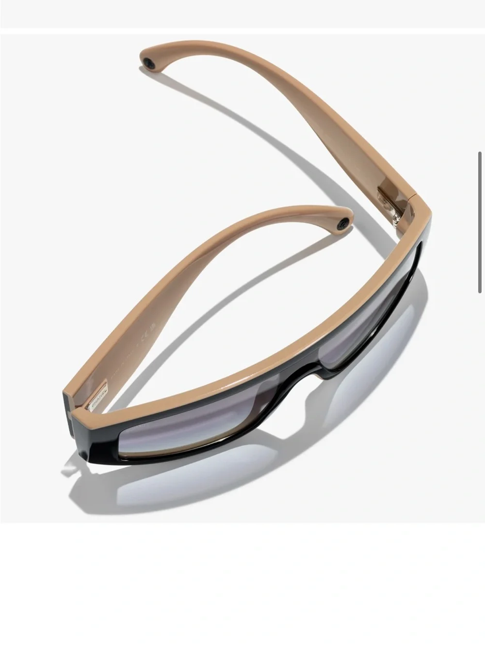 CHANEL Shield Sunglasses in Black and Beige with Gradient Gray Lenses